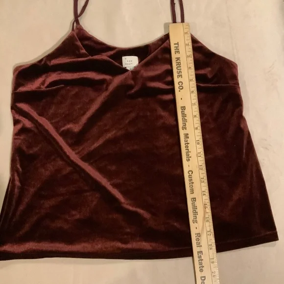 A New Day Maroon Velvet Cami Adjustable Straps Sz M Women’s - Picture 4 of 6
